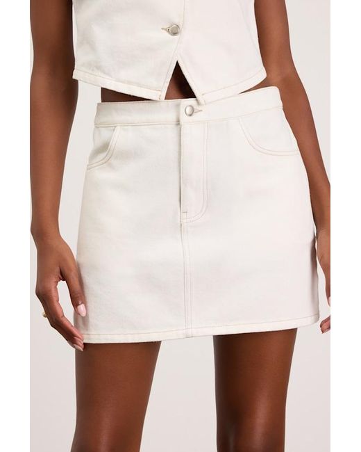 Lulus White Dayton Denim Mini Skirt