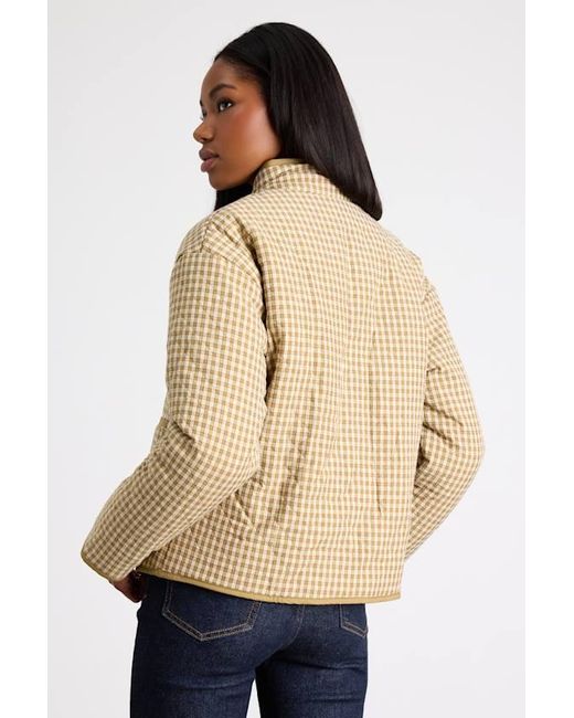 Lulus Blue Bundled Perfection Plaid Quilted Puffer Jacket