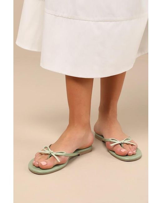 Seychelles Natural Wish List Seafoam Vegan Leather Bow Thong Sandals