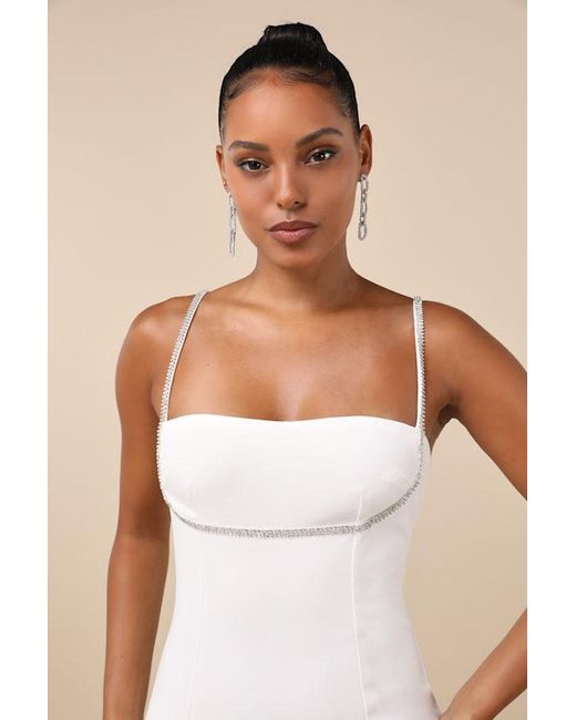 Lulus Natural Upscale Flirt Rhinestone Sleeveless Bodycon Midi Dress