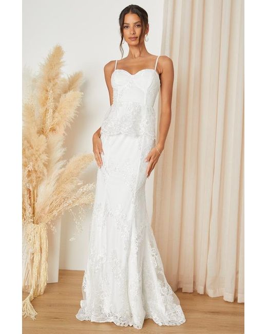 Lulus Eternal Bliss White Tulle Off-the-Shoulder Bustier Maxi Dress - S