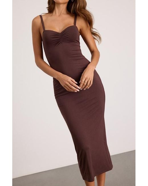 Lulus Red Dalene Jersey Knit Bodycon Midi Dress