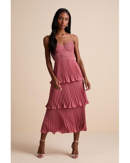 open lace back dress Karissa Floral Print Sweetheart Midi Dress | Pink main image 0