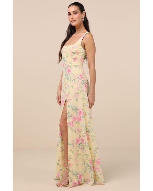 Lulus Natural Remarkable Arrival Multi Floral Sleeveless Maxi Dress