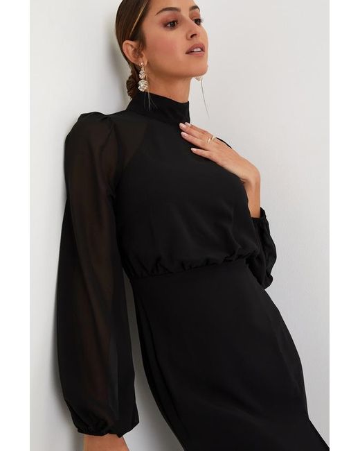 Lulus Black Graceful Entrance Long Sleeve Backless Maxi Dress