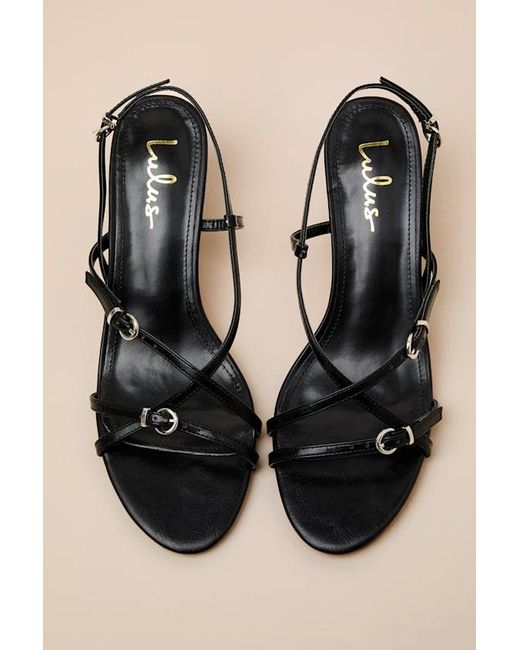 Lulus Black Sara Strappy Slingback High Heel Sandals