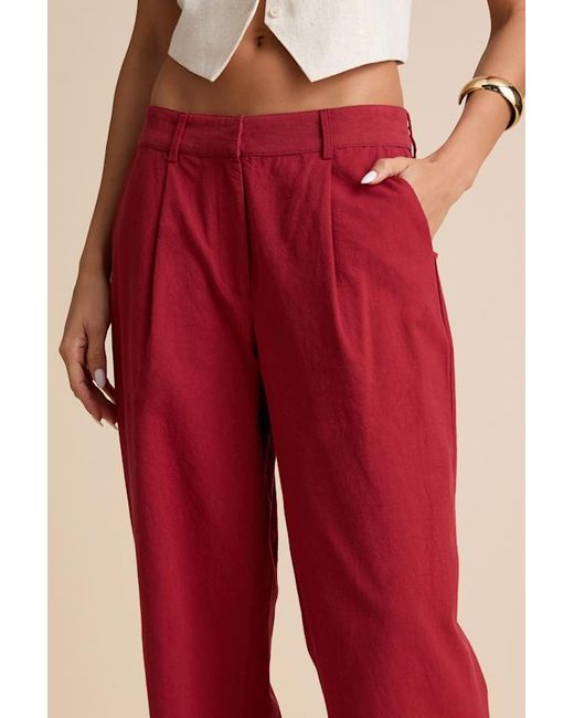 4th & Reckless Red Vivian Mid-Rise Straight Leg Trouser Pants