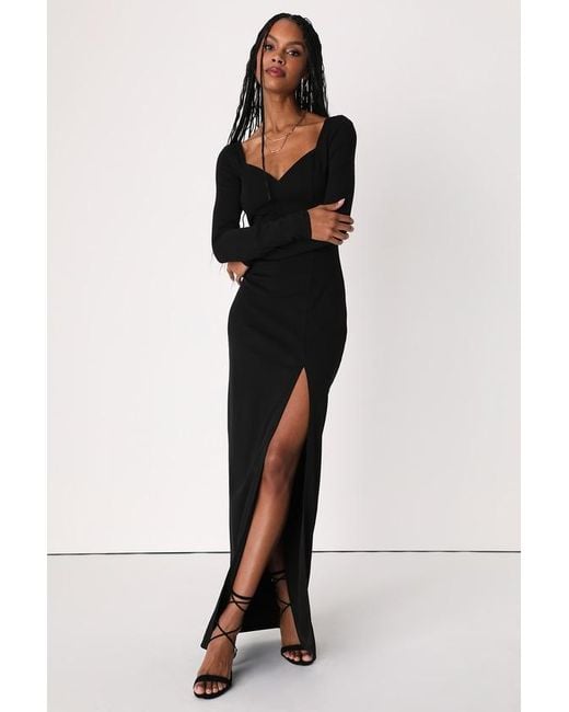 Lulus Black Save A Little Bliss For Me Long Sleeve Bodycon Maxi Dress