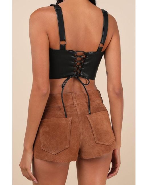 Blank NYC Brown Fortune Cookie Suede Shorts