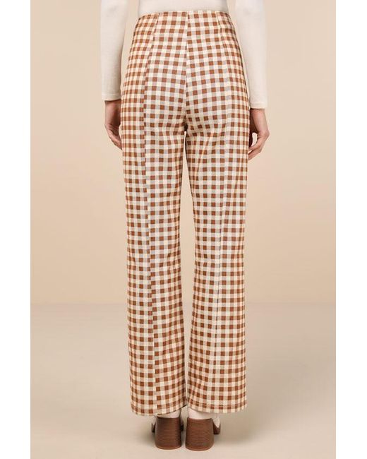 Lulus Natural Adorably Classic Rust And Gingham High-Rise Pants