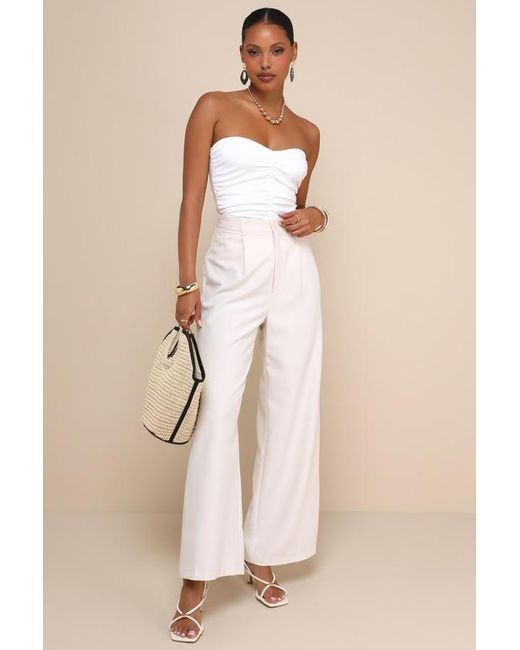 Lulus White Immense Perfection Ruched Strapless Top