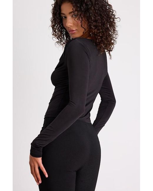 Lulus Black Zeffie Cowl Neck Rhinestone Long Sleeve Top