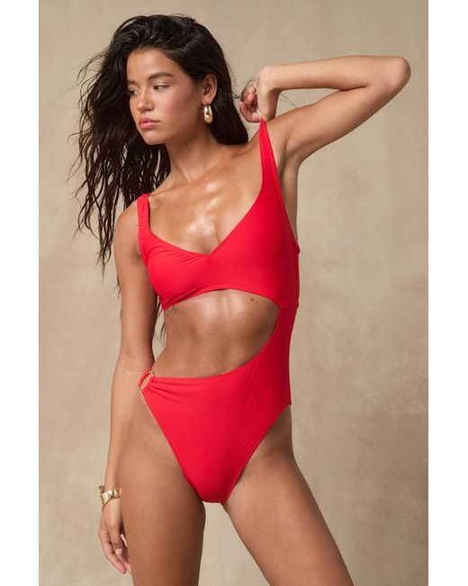 Lulus Red Moorea Cutout One-Piece Swimsuit