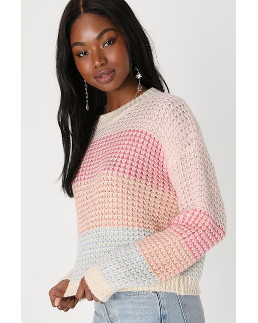 Lulus Gray Effortlessly Cute Multi Pullover Sweater