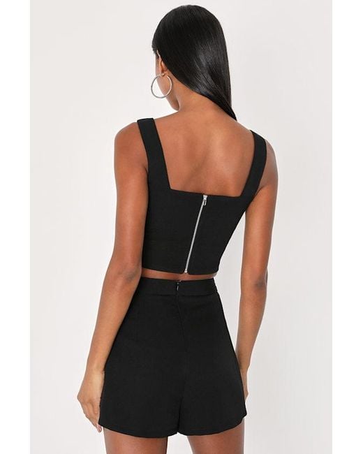 Lulus Black Divinely Sunny Sleeveless Two-Piece Romper