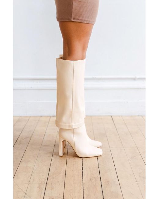Lulus Natural Lorlia Almond Square Toe Knee High Boots