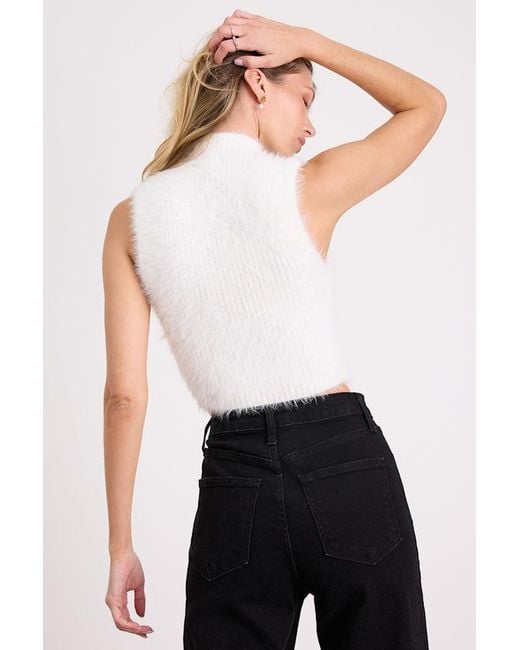 Lulus White Nadene Eyelash Knit Mock Neck Sweater Top