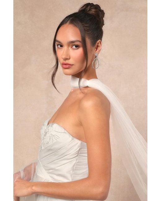 Lulus Natural Cascading Romance Tulle Veil Scarf