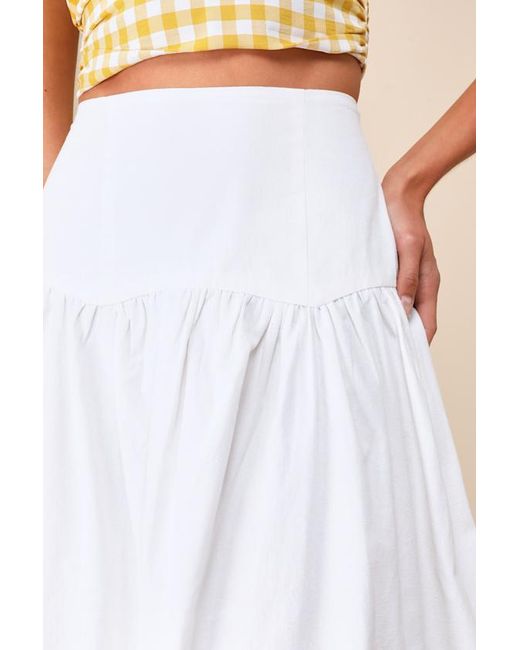 ZEMETA White Only One Drop Waist Midi Skirt