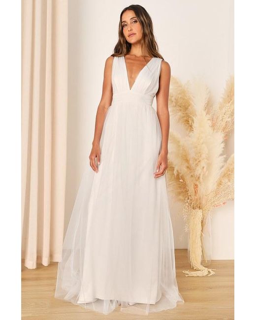 Lulus Natural Heavenly Hues Tulle Sleeveless Maxi Dress