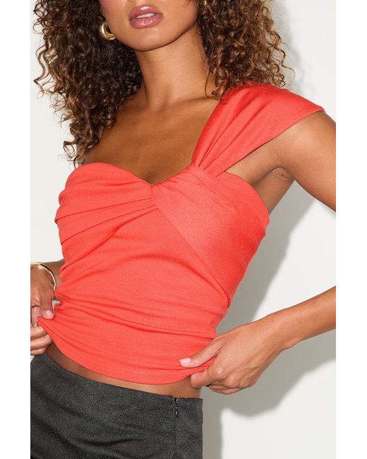 Lulus Red Rudia Bright One-Shoulder Top
