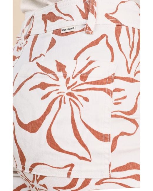 Billabong Natural Free Fall Floral Twill High-Rise Wide-Leg Pants