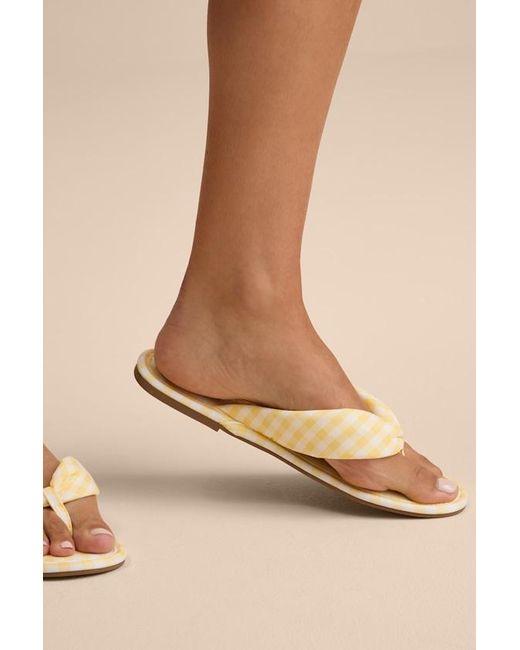 Matisse Natural Gidget Gingham Flat Thong Sandals