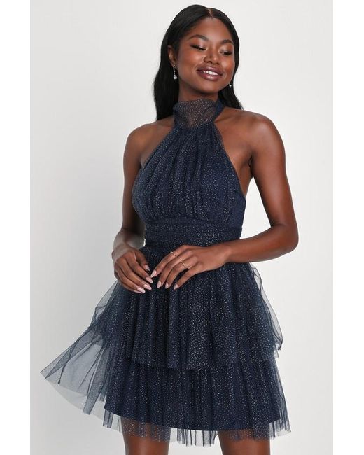 Blue glitter dress discount