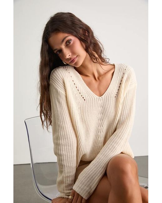 Lulus Natural Halifax Cream Knit Sweater