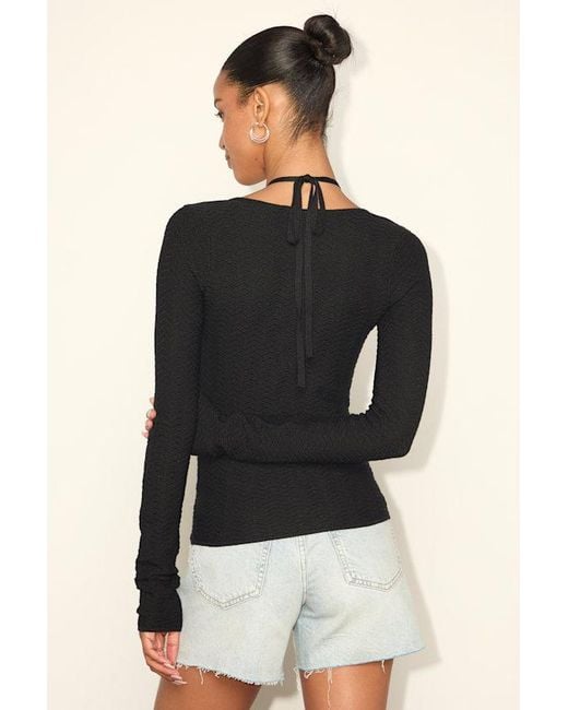 Lulus Black Brandy Long Sleeve Halter Sweater Top