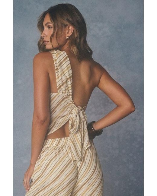 Lulus White Vanna And Striped Tie-Back Top