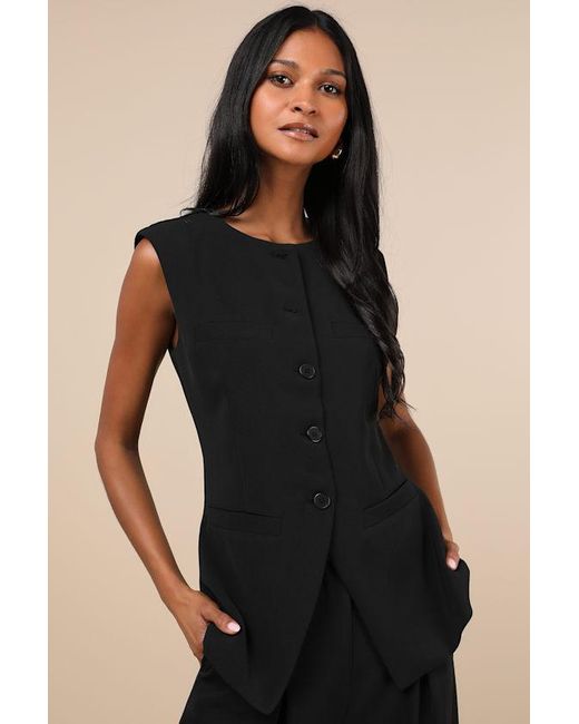 Lulus Black Memorably Stylish Longline Vest Top