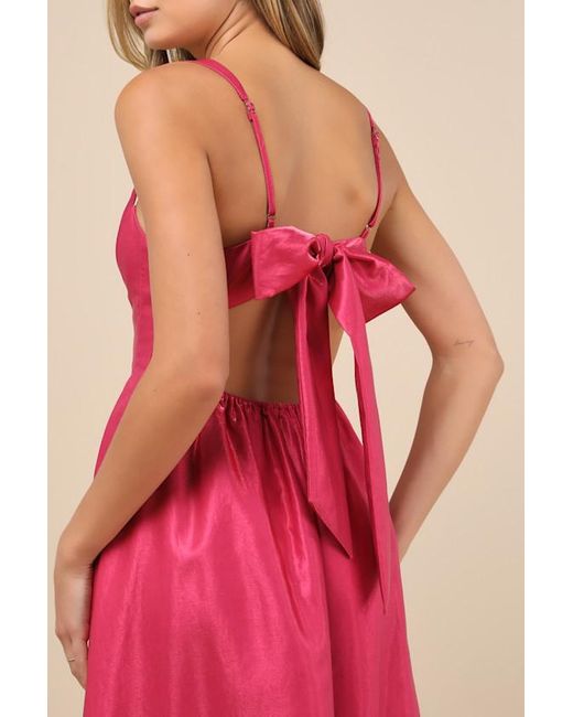 Lulus Red Immaculate Aura Shiny Taffeta Maxi Dress With Pockets
