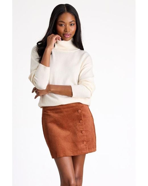 Lulus Brown Katherina Button Front Corduroy Skirt