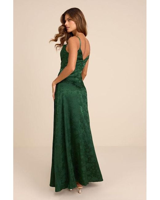 Lulus Blue Simply Dreamy Satin Floral Jacquard Maxi Dress