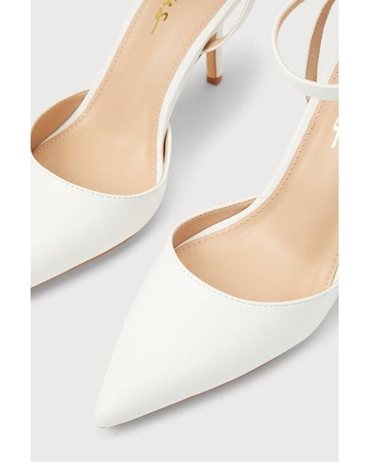 Lulus White Azalian Pointed-Toe Ankle Strap Heels