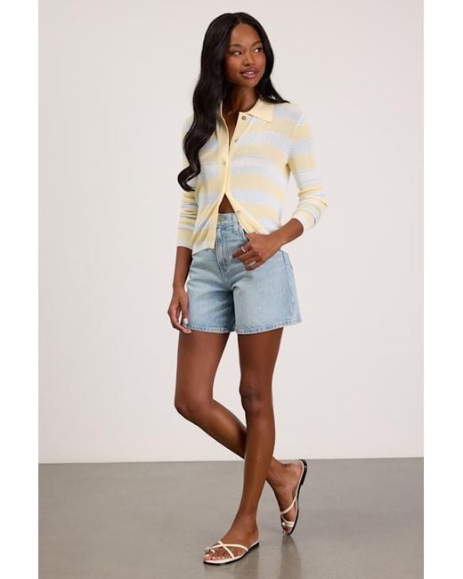 Lulus Blue Nelly Striped Button-Up Knit Top