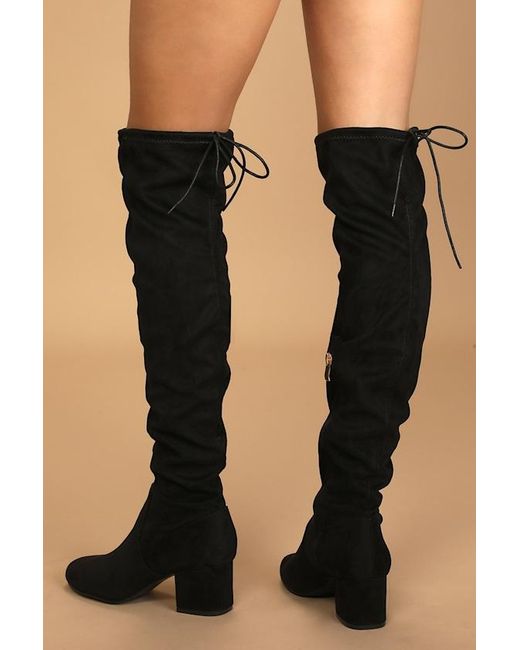 Lulus Black Di Suede Over The Knee Boots