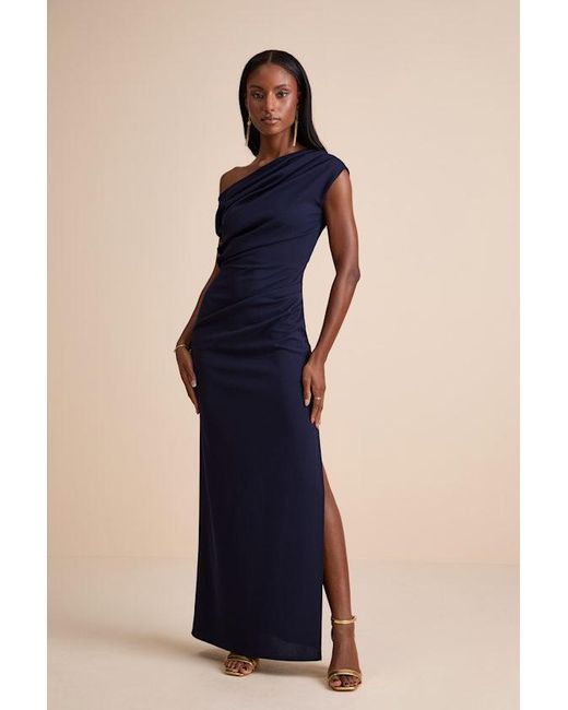 Lulus Blue Janine Asymmetrical Maxi Dress