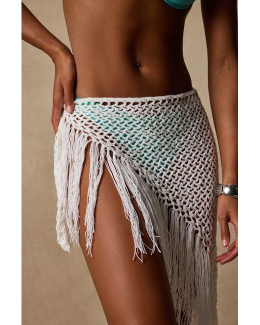 Lulus Brown Ashore Crochet Fringe Swim Cover-Up Sarong