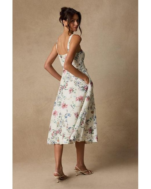 Lulus Natural Sunny Posture Floral Sleeveless Midi Dress