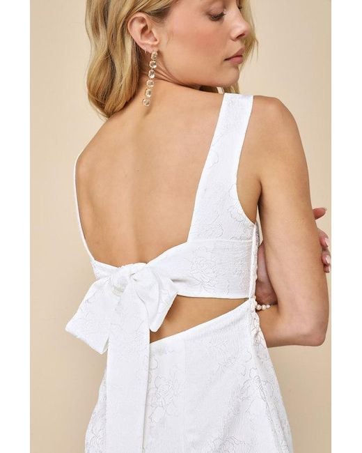 Lulus White Perfectly Flirtatious Floral Jacquard Tie-Back Mini Dress