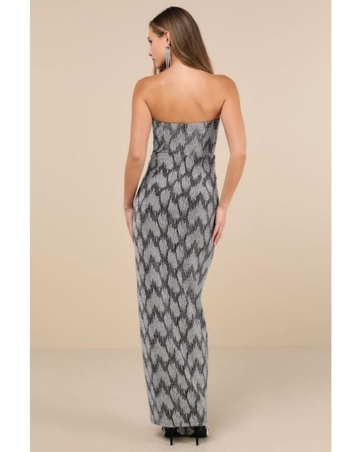 Lulus Metallic Shimmering Rsvp Shiny Lurex Strapless Maxi Dress