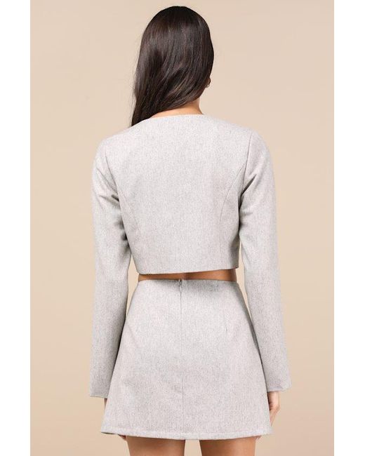 Lulus Natural Preppy Pursuit Two-Piece Long Sleeve Mini Dress