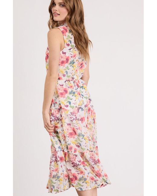 Lulus Pink In My Dreams Multi Floral Print Midi Dress