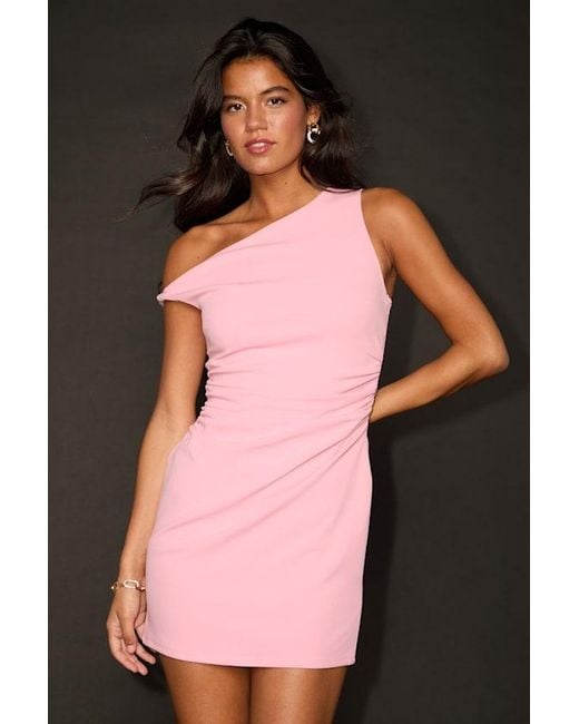 Lulus Pink Becca Twisted One-Shoulder Mini Dress