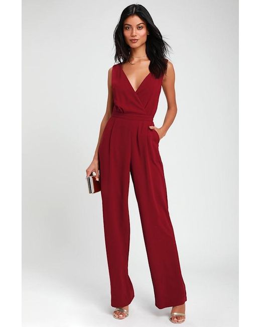 Lulus Red Kiska Lace Wide-Leg Jumpsuit