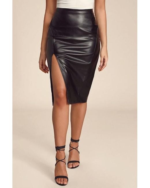 Lulus Brown Mireya Vegan Leather Pencil Skirt