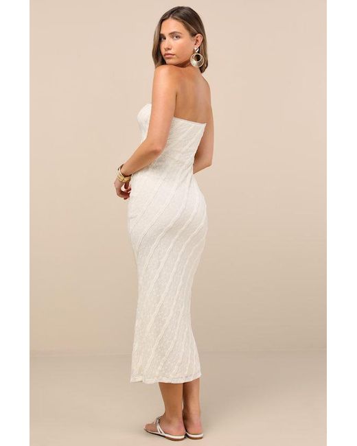 Lulus Natural Matilde Textured Knit Bodycon Midi Dress