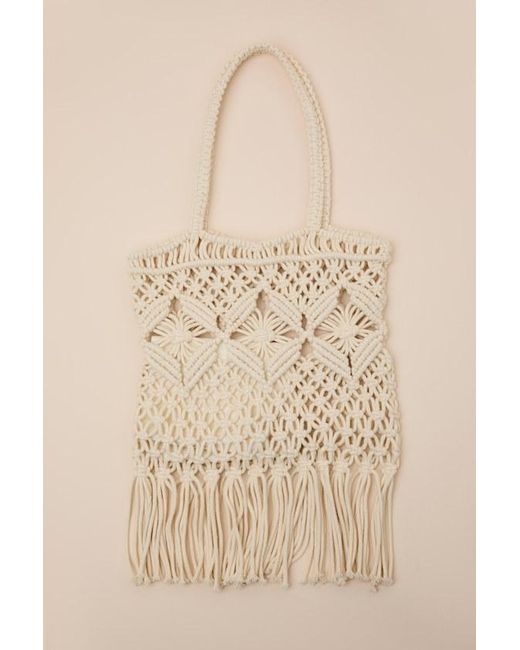 Lulus Natural Cambria Macrame Fringe Tote Bag